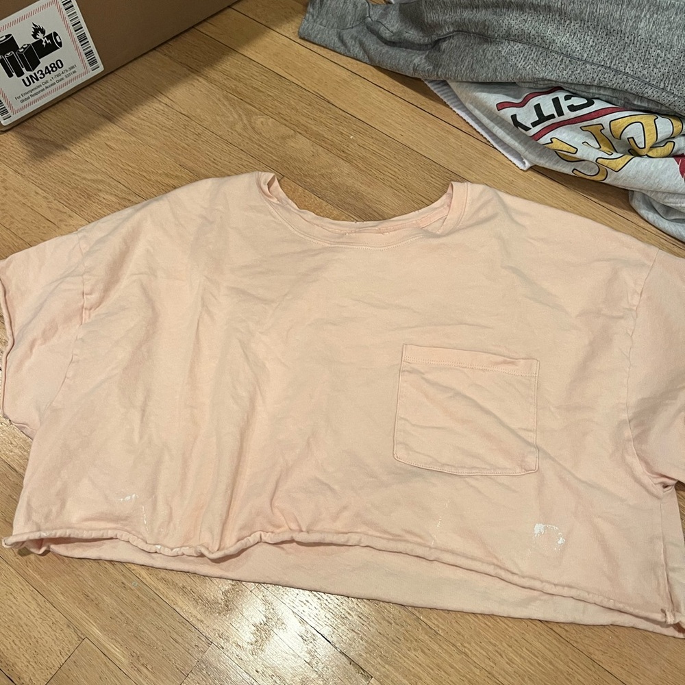 Aerie Light Peach Cropped Tee